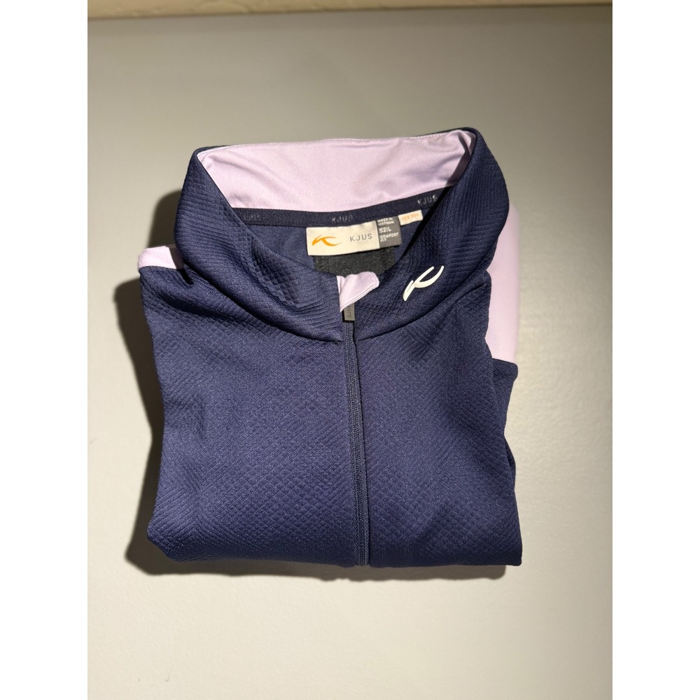 KJUS Men Dellan Half-Zip Pullover Navy Purple MG25-J01 Golf Top Size 52L Large